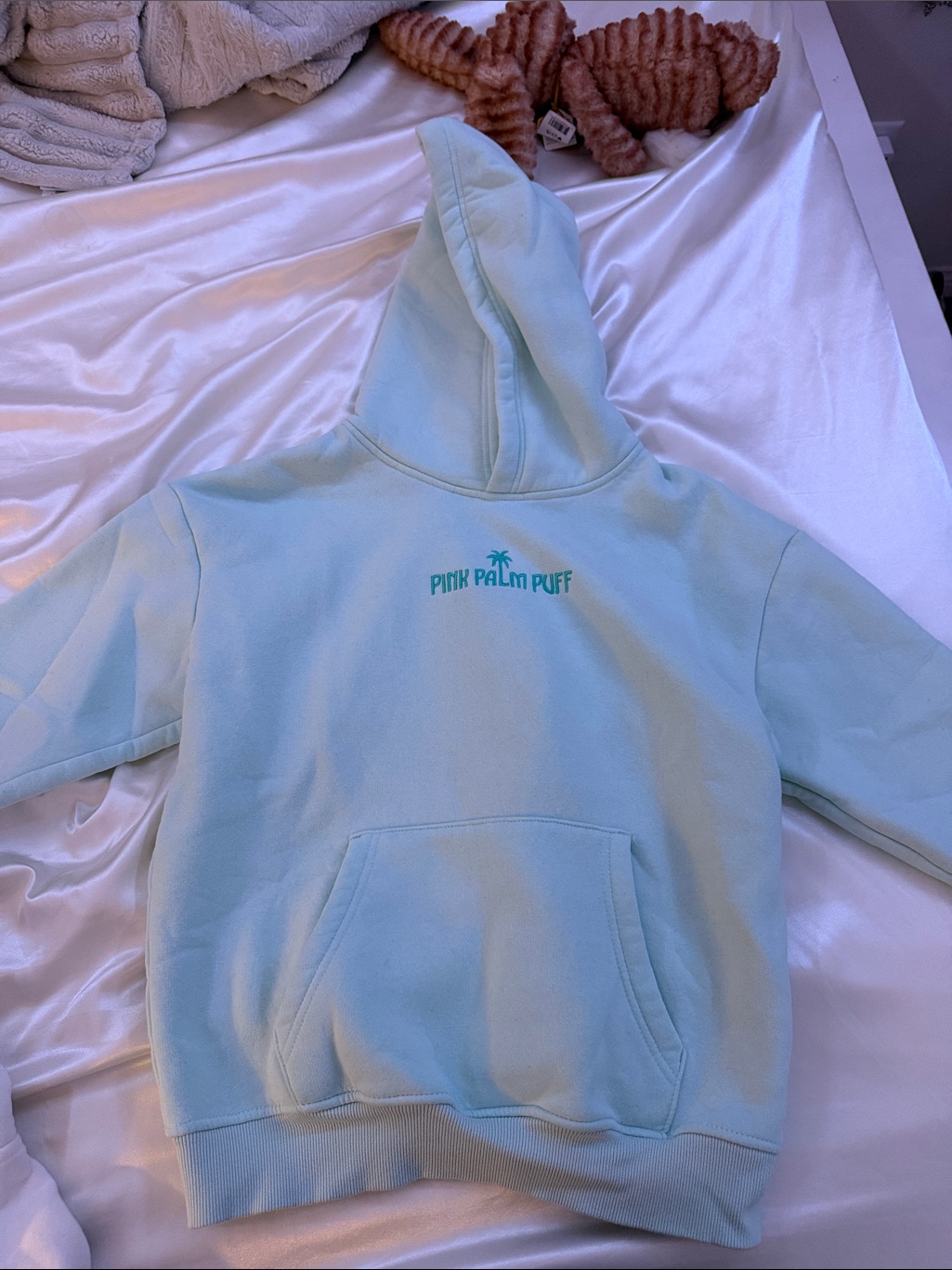 Pink Palm Puff Mint Hoodie